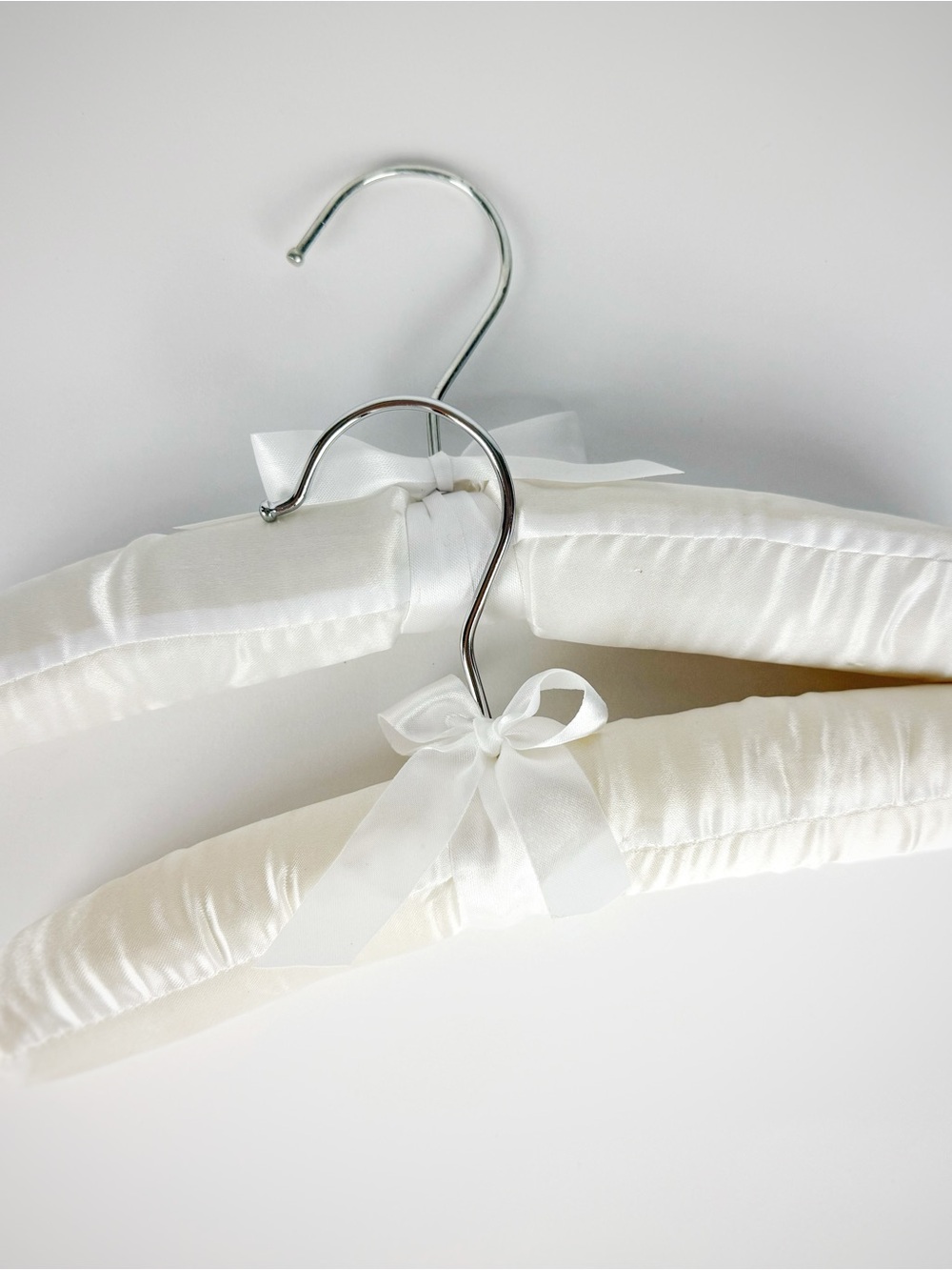 Padded Satin Kids Closet Hangers with Decorative Bow - White